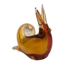 Art Glass Hand Blown Snail. Red/Orange/Yellow. Vintage Perfect Condition.4